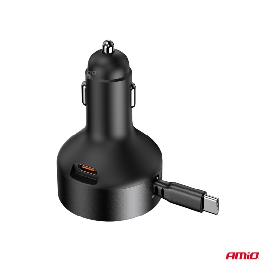 Amio - ΦΟΡΤΙΣΤΗΣ ΑΝΑΠΤΗΡΑ 12/24V ΜΕ 1 ΘΥΡΑ USB-C 60W 5V/3A ΤΑΧΕΙΑΣ ΦΟΡΤΙΣΗΣ ΜΕ ΕΝΣΩΜΑΤΟΜΕΝΟ ΚΑΛΩΔΙΟ USB-C - 1 ΤΕΜ. (04368/AM)