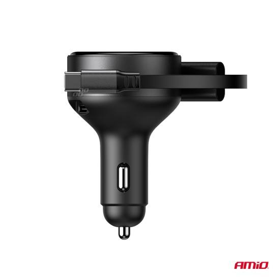 Amio - ΦΟΡΤΙΣΤΗΣ ΑΝΑΠΤΗΡΑ 12/24V ΜΕ 1ΘΥΡΑ USB-C 60W ΤΑΧΕΙΑΣ ΦΟΡΤΙΣΗΣ ΜΕ ΕΝΣΩΜΑΤΩΜΕΝΟ ΚΑΛΩΔΙΟ USB C+APPLE LIGHTING - 1 Τεμ. (04370/AM)