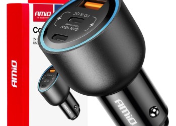 Amio - ΦΟΡΤΙΣΤΗΣ ΑΝΑΠΤΗΡΑ 12/24V ΜΕ 2 ΘΥΡΕΣ USB-C/USB-A 95W 5V/3A ΤΑΧΕΙΑΣ ΦΟΡΤΙΣΗΣ ΑΛΟΥΜΙΝΙΟ/ΜΑΥΡΟΣ - 1 Τεμ. (04372/AM)