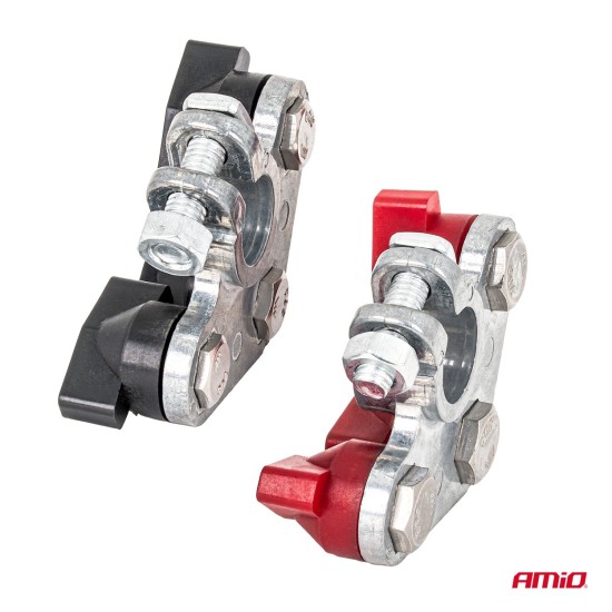 Amio - Πόλοι Μπαταρίας Αυτοκινήτου 800A Βαρέως Τύπου – Σετ (+/-), Επιψευδαργυρωμένες, Για 12/24V - 2 τεμ. (04391/AM)