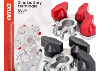 Amio - Πόλοι Μπαταρίας Αυτοκινήτου 800A Βαρέως Τύπου – Σετ (+/-), Επιψευδαργυρωμένες, Για 12/24V - 2 τεμ. (04391/AM)