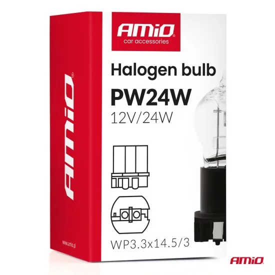 Amio - Λάμπα Αλογόνου PW24W 12V 24W Βάση WP3.3x14.5-3 για Φώτα Ημέρας (DRL) & Θέσης  - 1 τεμ.(04409/AM)