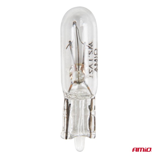Amio - Λάμπες Αλογόνου T5 12V 1.2W Βάση W2x4.6d Λευκές για Φωτισμό Καντράν & Διακοπτών - 10 τεμ. (04412/AM)