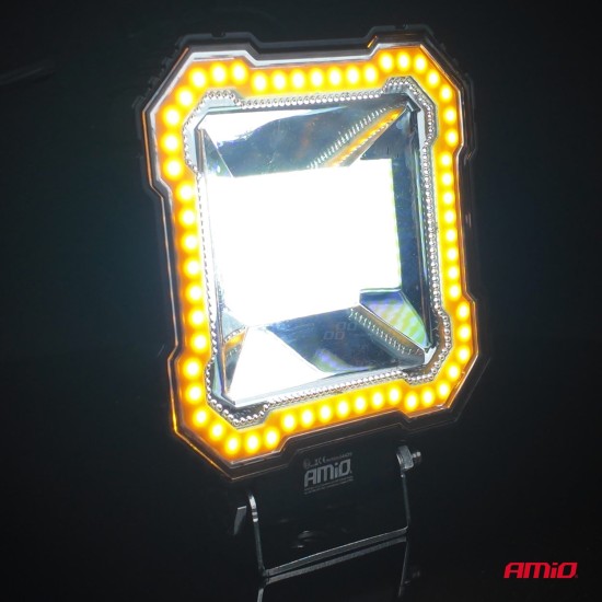 Amio - Προβολέας Εργασίας LED AWL82 FLOOD 48W 3600lm 6500K με σταθερή Κίτρινη LED μπάρα – 9–36V - 1 τεμ. (04426/AM)