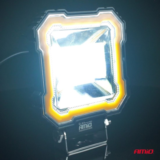 Amio - Προβολέας Εργασίας LED AWL82 FLOOD 48W 3600lm 6500K με σταθερή Κίτρινη LED μπάρα – 9–36V - 1 τεμ. (04426/AM)