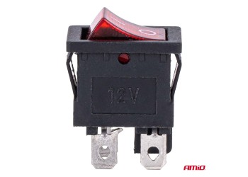 Amio - Διακόπτης Rocker 12/24V 20A με Κόκκινο Φωτισμό – Για Οχήματα & Βιομηχανικές Εφαρμογές - 1 τεμ. (04440/AM)