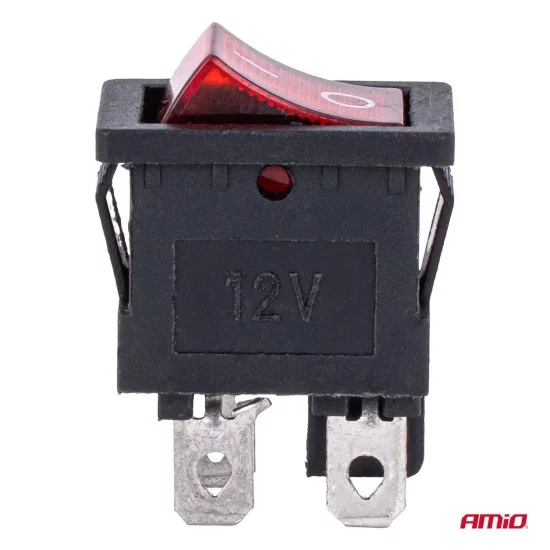 Amio - Διακόπτης Rocker 12/24V 20A με Κόκκινο Φωτισμό – Για Οχήματα & Βιομηχανικές Εφαρμογές - 1 τεμ. (04440/AM)