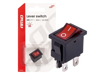 Amio - Διακόπτης Rocker 12/24V 20A με Κόκκινο Φωτισμό – Για Οχήματα & Βιομηχανικές Εφαρμογές - 1 τεμ. (04440/AM)