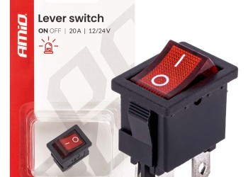Amio - Διακόπτης Rocker 12/24V 20A με Κόκκινο Φωτισμό – Για Οχήματα & Βιομηχανικές Εφαρμογές - 1 τεμ. (04440/AM)