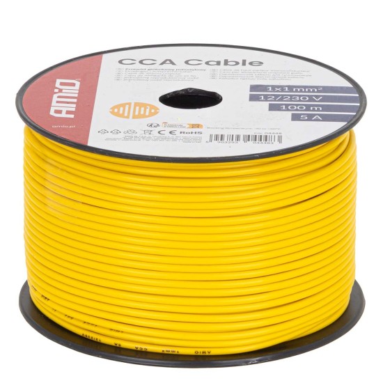 Amio - Μονόκλωνο Καλώδιο Εγκατάστασης CCA 1×1mm² 100m – 5A / 12-230V - 1 τεμ. (04448/AM)
