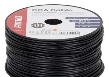 Amio - Μονόκλωνο Καλώδιο Εγκατάστασης CCA 1×0,75mm² 100m – 12/230V - 1 τεμ. (04453/AM)