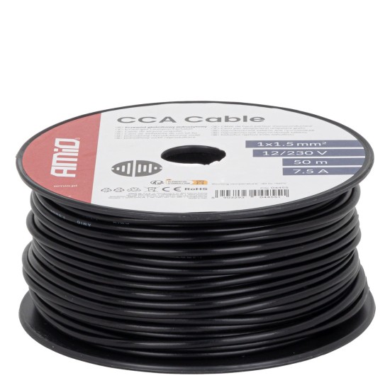 Amio - Μονόκλωνο Καλώδιο Εγκατάστασης CCA 1×1,5mm² 50m – 12/230V - 1 τεμ. (04455/AM)