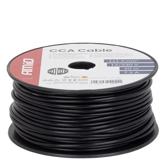 Amio - Μονόκλωνο Καλώδιο Εγκατάστασης CCA 1×1,5mm² 50m – 12/230V - 1 τεμ. (04455/AM)
