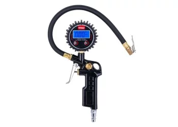 Amio - Επαγγελματικό αερόμετρο φουσκώματος με ψηφιακό μανόμετρο 17 bar – Οθόνη LCD βαλβίδα εκτόνωσης σωλήνας 30cm - 1 τεμ. (04466/AM)