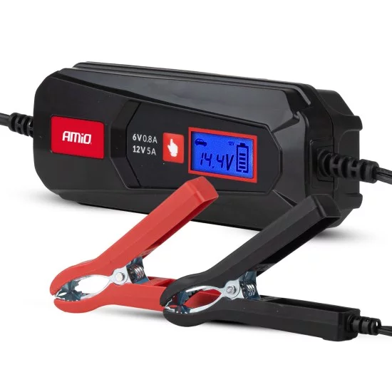 Amio - Φορτιστής Μπαταρίας Ψηφιακός DBC-5A SLA FLP τάση λειτουργίας 6/12V ένταση ρεύματος 5A για Επιβατικά Αυτοκίνητα και Μοτοσυκλέτες - 1 τεμ. (04522/AM)