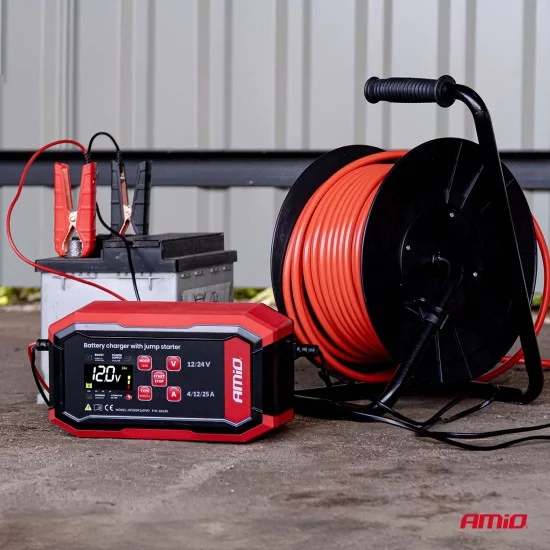 Amio - ΕΚΚΙΝΗΤΗΣ /ΦΟΡΤΙΣΤΗΣ ΜΠΑΤΑΡΙΑΣ ΨΗΦΙΑΚΟΣ AGM, GEL ΚΑΙ LiFePo4 (LFP) 12/24V MAX 25A PRO - AMIO (04530/AM)