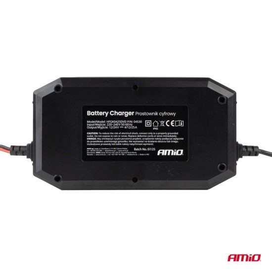 Amio - ΕΚΚΙΝΗΤΗΣ /ΦΟΡΤΙΣΤΗΣ ΜΠΑΤΑΡΙΑΣ ΨΗΦΙΑΚΟΣ AGM, GEL ΚΑΙ LiFePo4 (LFP) 12/24V MAX 25A PRO - AMIO (04530/AM)