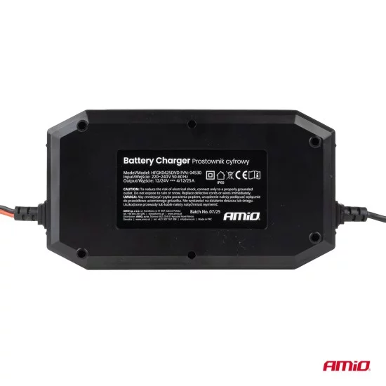Amio - ΕΚΚΙΝΗΤΗΣ /ΦΟΡΤΙΣΤΗΣ ΜΠΑΤΑΡΙΑΣ ΨΗΦΙΑΚΟΣ AGM, GEL ΚΑΙ LiFePo4 (LFP) 12/24V MAX 25A PRO - AMIO (04530/AM)