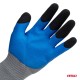 Amio - Γάντια Εργασίας με επικάλυψη αφρού λάτεξ χρώμα γκρι/γαλάζιο/μαύρο μέγεθος No.9 - 2 ζευγ. (04644/AM)