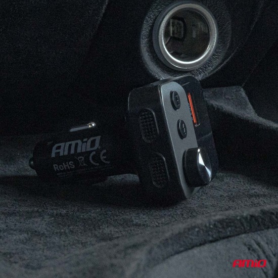 Amio - FM Transmitter Αναπτήρα τύπου FMT01 τάση λειτουργίας για Επιβατικά Αυτοκίνητα και Φορτηγά με 1xUSB Type-A και 1xUSB Type-C για Επιβατικά Αυτοκίνητα και Φορτηγά - 1 τεμ. (04647/AM)