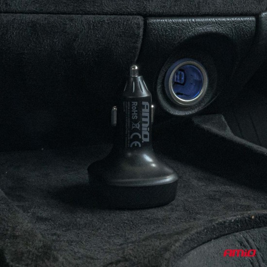 Amio - FM Transmitter Αναπτήρα τύπου FMT01 τάση λειτουργίας για Επιβατικά Αυτοκίνητα και Φορτηγά με 2xUSB Type-A για Επιβατικά Αυτοκίνητα και Φορτηγά - 1 τεμ. (04648/AM)