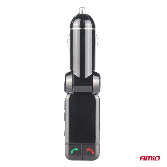 Amio - FM Transmitter Αναπτήρα τύπου FMT03 τάση λειτουργίας 12-24V με 2xUSB Type-A και Bluetooth για Επιβατικά Αυτοκίνητα και Φορτηγά - 1 τεμ. (04650/AM)