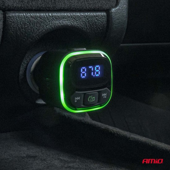 Amio - FM Transmitter Αυτοκινήτου 12/24V με 1xUSB Type-A και 2xUSB Type-C - 1 τεμ. (04651/AM)