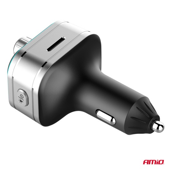 Amio - FM Transmitter Αυτοκινήτου 12/24V με 1xUSB Type-C και Υποδοχή microSD - 1 τεμ. (04652/AM)