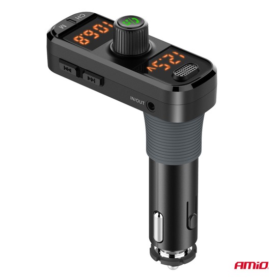 Amio - FM Transmitter Αναπτήρα τύπου FMT06 τάση λειτουργίας 12-24V με 2xUSB Type-A, 1xUSB Type-C και υποδοχή microSD για Επιβατικά Αυτοκίνητα και Φορτηγά - 1 τεμ. (04653/AM)