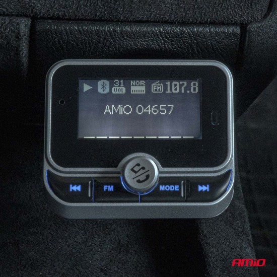 Amio - FM Transmitter Αυτοκινήτου 12/24V με 1xUSB Type-A, 1xUSB Type-C και Τηλεχειριστήριο - 1 τεμ. (04657/AM)