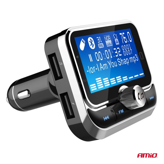 Amio - FM Transmitter Αυτοκινήτου 12/24V με 1xUSB Type-A, 1xUSB Type-C και Τηλεχειριστήριο - 1 τεμ. (04657/AM)