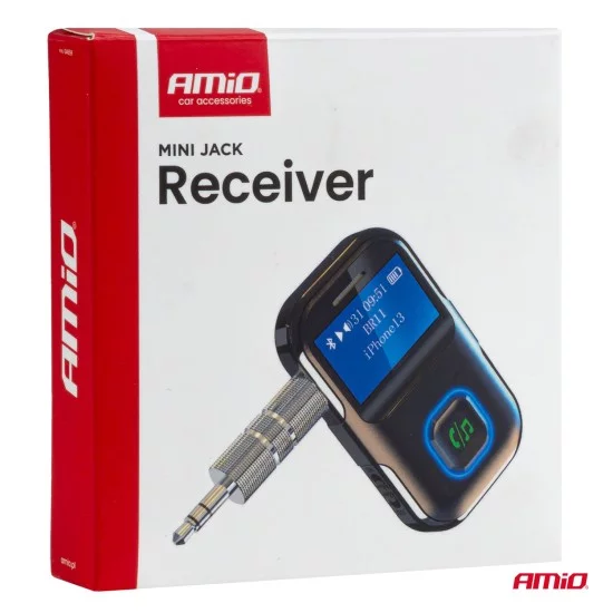 Amio - Bluetooth Δέκτης (Receiver) BTR-03 για Ασύρματη Μετάδοση Ήχου με υποδοχή Mini Jack 3.5mm και Οθόνη LCD - 1 τεμ. (04659/AM)
