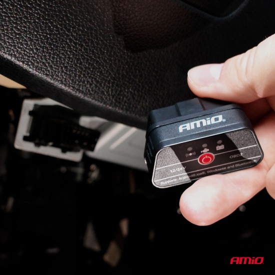 Amio - Διαγνωστικό Αυτοκινήτου OBD 2 τύπου ELM327 Bluetooth PIC25K80 τάση λειτουργίας 12V με ασύρματη σύνδεση για Επιβατικά Αυτοκίνητα - 1 τεμ. (04731/AM)
