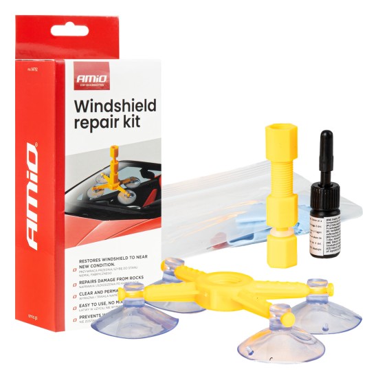 Amio – Kit Επισκευής Παρμπρίζ & Τζαμιών με Ρητίνη Heavy Duty για Ασφαλή Εγκατάσταση & Καθημερινή Χρήση – 1 Κιτ (04792/AM)