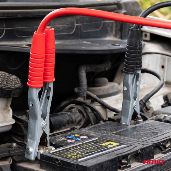 Amio - Καλώδια Φόρτισης Μπαταρίας (Ρευματοδότες) τάση λειτουργίας 12-24V ένταση ρεύματος 1200A μήκος 6m από 99,9% χαλκό για Επιβατικά Αυτοκίνητα και Φορτηγά - 1 σετ (04822/AM)