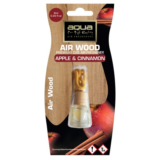 Aqua - ΑΡΩΜΑΤΙΚΟ ΑΥΤΟΚΙΝΗΤΟΥ ΚΡΕΜΑΣΤΟ ΜΠΟΥΚΑΛΑΚΙ ΜΕ ΑΡΩΜΑ ΜΗΛΟ & ΚΑΝΕΛΑ (APPLE & CINAMMON) AIR WOOD AQUA - 1 TEM. (10-463/AQ)