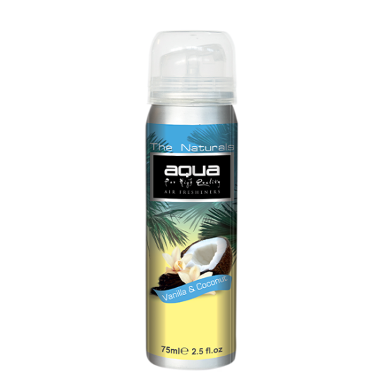 Aqua - ΑΡΩΜΑΤΙΚΟ ΑΥΤΟΚΙΝΗΤΟΥ ΣΕ ΣΠΡΕΙ (SPRAY) ΜΕ ΑΡΩΜΑ ΚΑΡΥΔΑ & ΒΑΝΙΛΙΑ FRUITS SERIES 75ml AQUA - 1 TEM. (10-708/AQ)