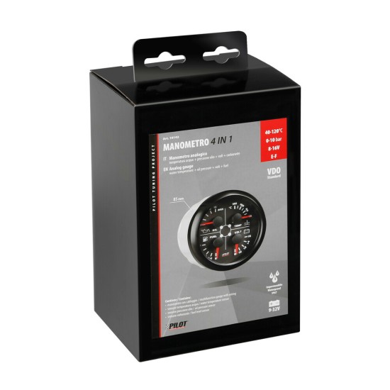 Lampa - Αναλογικό Όργανο 4-σε-1 85mm – Βολτόμετρο / Θερμοκρασία Νερού / Πίεση Λαδιού & Καύσιμο - 1 τεμ. (L1014.2)