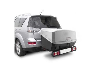 Πλήρες σετ με Βάση Ποδηλάτου Κοτσαδόρου RACE 4  για 4 ποδήλατα ή 1 E-bike και Μπαγκαζιέρα Κοτσαδόρου Nekkar Silver 300 σε ασημί με μαύρο χρώμα και ματ ανάγλυφη υφή Menabo - 2 τεμ.