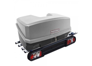 Πλήρες σετ με Βάση Ποδηλάτου Κοτσαδόρου RACE 4  για 4 ποδήλατα ή 1 E-bike και Μπαγκαζιέρα Κοτσαδόρου Nekkar Silver 300 σε ασημί με μαύρο χρώμα και ματ ανάγλυφη υφή Menabo - 2 τεμ.