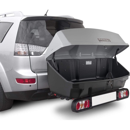 Πλήρες σετ με Βάση Ποδηλάτου Κοτσαδόρου RACE 4  για 4 ποδήλατα ή 1 E-bike και Μπαγκαζιέρα Κοτσαδόρου Nekkar Silver 300 σε ασημί με μαύρο χρώμα και ματ ανάγλυφη υφή Menabo - 2 τεμ.