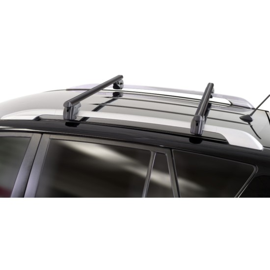 MENABO ΜΠΑΡΕΣ ΟΡΟΦΗΣ ΑΛΟΥΜΙΝΙΟΥ SHERMAN BLACK 120 cm ΣΕ ΜΑΥΡΟ ΧΡΩΜΑ ΓΙΑ Toyota Yaris / Vitz (P1) Verso 5 doors 2000>2005 ΜΕ RAISED RAILS (Παράλληλες Μπάρες με Κενό) - 2 ΤΕΜ. (12280/MB)