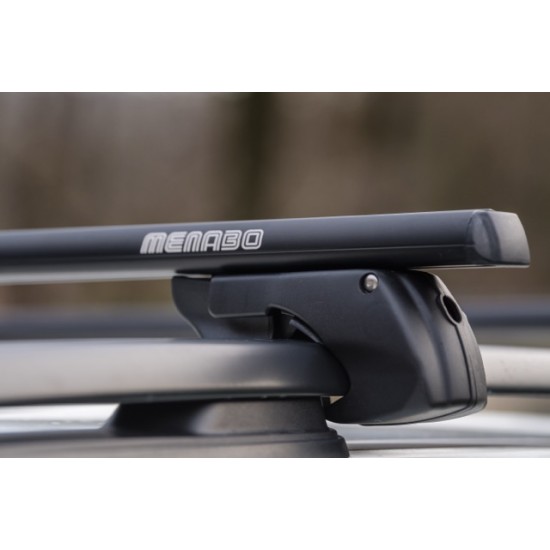 MENABO ΜΠΑΡΕΣ ΟΡΟΦΗΣ ΑΛΟΥΜΙΝΙΟΥ SHERMAN BLACK 120 cm ΣΕ ΜΑΥΡΟ ΧΡΩΜΑ ΓΙΑ Toyota Fun Cargo 5 doors 1999>2005 ΜΕ RAISED RAILS (Παράλληλες Μπάρες με Κενό) - 2 ΤΕΜ. (12280/MB)