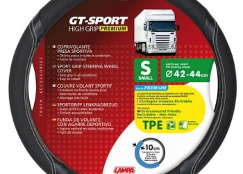 Κάλυμμα Τιμονιού Φορτηγού GT-SPORT Μαύρο με Ασημί Ραφή - 42/44 cm small