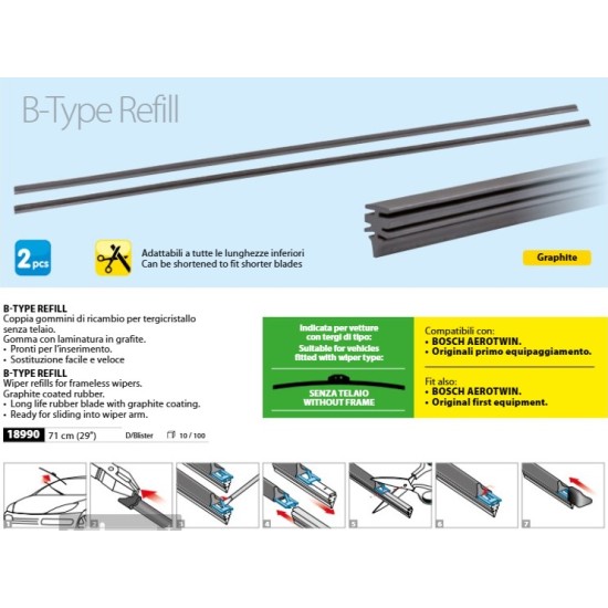 ΛΑΣΤΙΧΑ ΥΑΛΟΚΑΘΑΡΙΣΤΗΡΩΝ BOSCH AEROTWIN REFILL ΓΡΑΦΙΤΗΣ 71cm (28 INCH) 2ΤΕΜ. ΚΑΤΑΛΛΗΛΑ ΓΙΑ FLAT ΝΕΟΥ ΤΥΠΟΥ ΥΑΛΟΚΑΘΑΡΙΣΤΗΡΕΣ