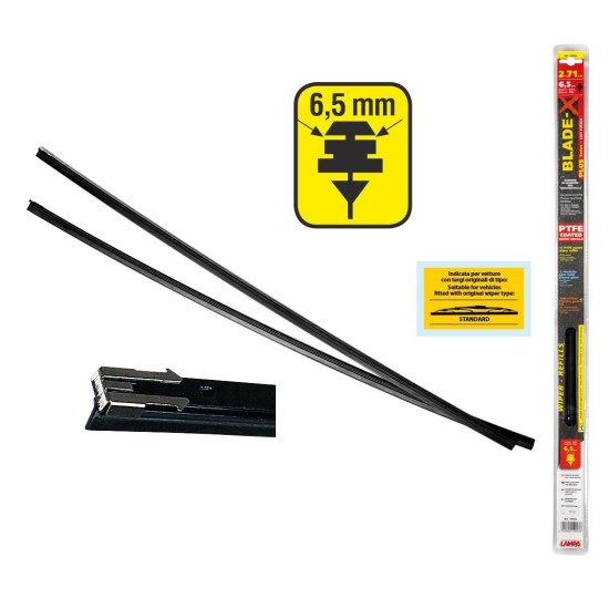 ΛΑΣΤΙΧΑ ΥΑΛΟΚΑΘΑΡΙΣΤΗΡΩΝ 71CMX6,5MM BLADE-X PLUS ΜΕ ΕΠΙΚΑΛΥΨΗ PTFE ΜΕ ΛΑΜΑΚΙΑ ΣΕ ΠΛΑΣΤΙΚΗ BLISTER ΣΥΣΚΕΥΑΣΙΑ