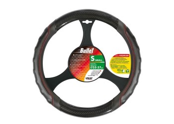 Lampa Κάλυμμα Τιμονιού Αυτοκινήτου Bullet 35-37εκ. Άοσμο Με πρόσθετα Carbon και εργονομική λαβή Ultra-soft Skeentex Μαύρο με Κόκκινη Ραφή - 1 τεμ. (L3297.4)