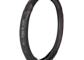 Lampa Κάλυμμα Τιμονιού Αυτοκινήτου Bullet 35-37εκ. Άοσμο Με πρόσθετα Carbon και εργονομική λαβή Ultra-soft Skeentex Μαύρο με Κόκκινη Ραφή - 1 τεμ. (L3297.4)