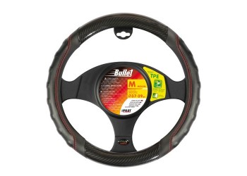 Lampa Κάλυμμα Τιμονιού Αυτοκινήτου Bullet 37-39εκ. Άοσμο Με πρόσθετα Carbon και εργονομική λαβή Ultra-soft Skeentex Μαύρο με Κόκκινη Ραφή - 1 τεμ. (L3297.5)