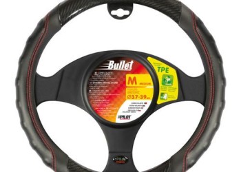 Lampa Κάλυμμα Τιμονιού Αυτοκινήτου Bullet 37-39εκ. Άοσμο Με πρόσθετα Carbon και εργονομική λαβή Ultra-soft Skeentex Μαύρο με Κόκκινη Ραφή - 1 τεμ. (L3297.5)